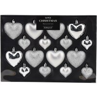Kerstballen Hartvormen 16 Stuks Zilver
