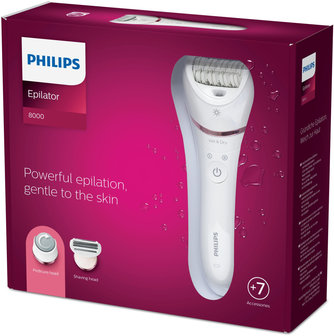 Philips BRE730/00 Series 8000 Wet and Dry Epileerapparaat Roze/Wit