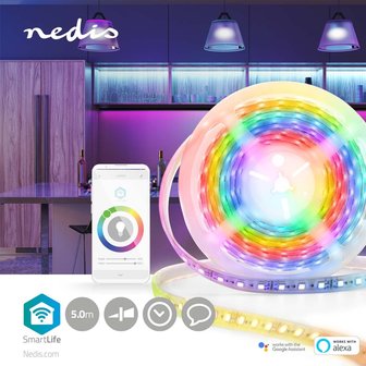 Nedis WIFILS51CRGB Smartlife Gekleurde Led-strip Wi-fi Meerkleurig 5000 Mm Ip65 700 Lm Android™ / Ios