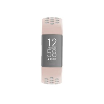 Hama Sportpolsband Voor Fitbit Charge 3/4 Ademend Horlogebandje Ros&eacute;/grijs