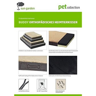 Sun Garden Buddy Orthopedisch Hondenkussen 72x50x8cm Lichtgrijs/Gemeleerd