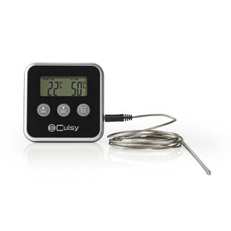 Nedis KATH105BK Vleesthermometer 0 - 250 &deg;c Digitaal Display Timer