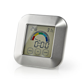 Nedis KATR105SI Hygrometer Temperatuurmeter Tijd Touch-screen