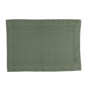 Linen&amp;More Placemats 35x50 cm Indi Army Green 4 Stuks