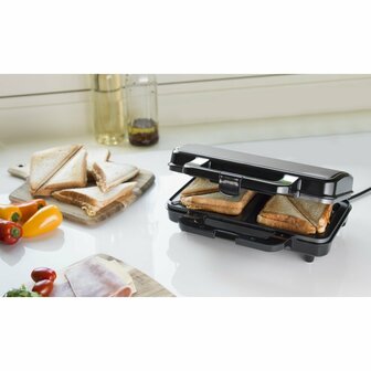 Bestron ASM90XLTG XL Sandwichmaker RVS/Zwart