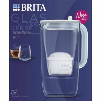 Brita Glazen Waterfilterkan 2.4L + MAXTRA PRO Waterfilter Wit/Transparant