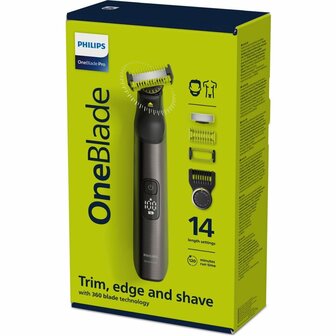 Philips QP6551/15 OneBlade Pro Face and Body Trimmer Chroom/Groen