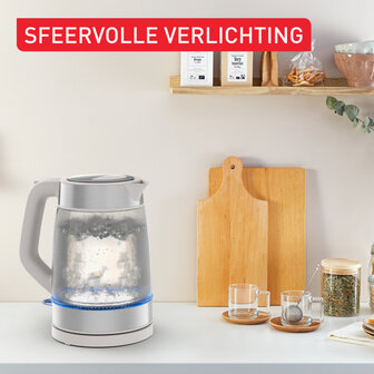 Tefal KI605B Glazen Waterkoker 1.7L 2200W Grijs/RVS