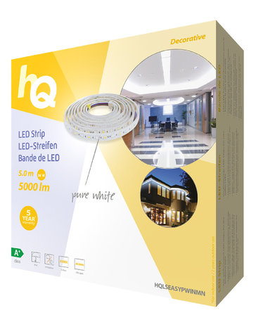 HQ LSEASYPWINMN LED-Strip Eenvoudig Te Plaatsen, Binnen/Buiten, Puur Wit 5M