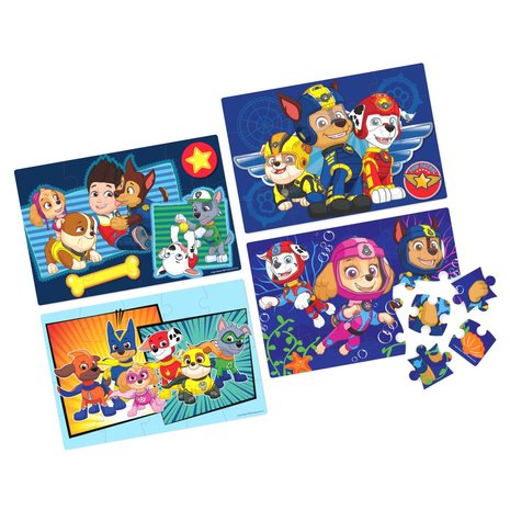 Paw Patrol Shoe Box 4 Houten Puzzels 12-16-20-24 Stukjes