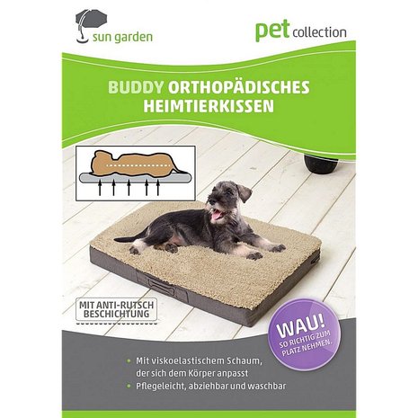 Sun Garden Buddy Orthopedisch Hondenkussen 72x50x8cm Grijs/Antraciet