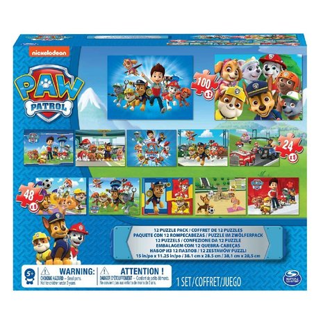 Paw Patrol 12in1 Puzzelset 25/48/100 Stukjes