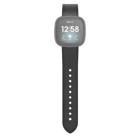 Hama Polsband Voor Fitbit Versa 3/Sense Horlogebandje Van Leer En Silic. Zw.
