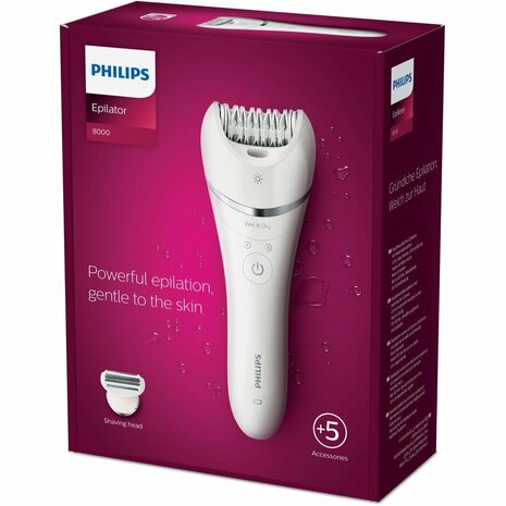 Philips BRE710/00 Series 8000 Wet and Dry-Epileerapparaat Wit/Roze