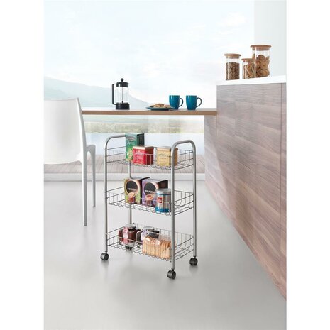 Tomado Metaltex Keuken/Badkamer Opbergtrolley Lugano 41x23x63 cm Wieltjes