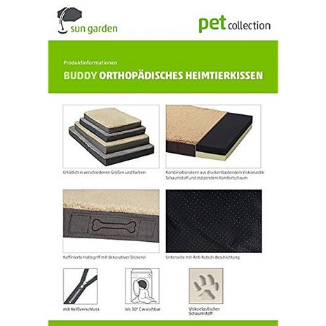 Sun Garden Buddy Orthopedisch Hondenkussen 79x60x8cm Beige/Donkerbruin