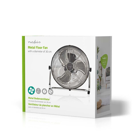 Nedis FNFL10CCR30 Vloerventilator Diameter 30 Cm 3 Snelheden Chroom