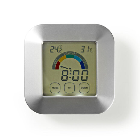 Nedis KATR105SI Hygrometer Temperatuurmeter Tijd Touch-screen