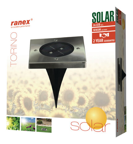 Ranex RA-5000406 LED Solar Grondspot RVS