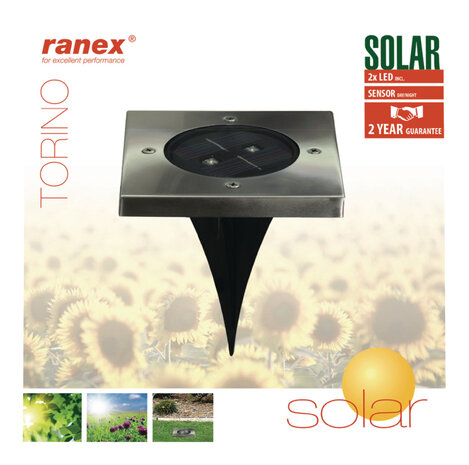 Ranex RA-5000406 LED Solar Grondspot RVS