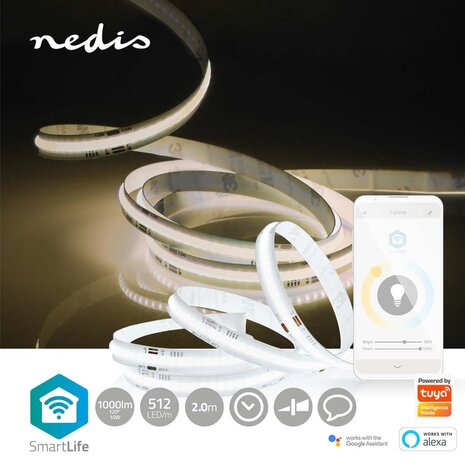 Nedis WIFILSC20CWT Smartlife Led Strip Wi-fi Warm Tot Koel Wit Cob 2.00 M Ip20 2700 - 6500 K 1000 Lm Android™ / Ios