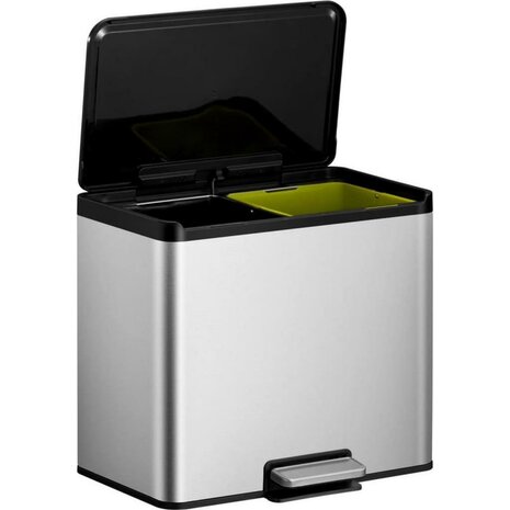 EKO Essential Recycling Pedaalemmer 2x15L Mat RVS