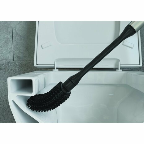 Metaltex Cleany Toiletborstel + Houder 13x8x47 cm Zwart/RVS