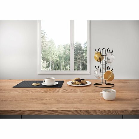 Metaltex Smart Kitchen Mokkenrek voor 6 Mokken 19x36 cm Zwart