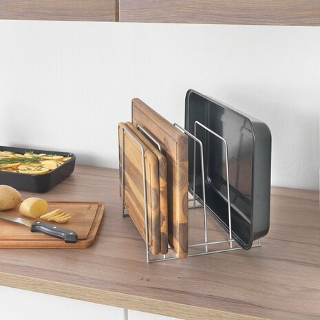 Metaltex Smart Kitchen Bakspullen- en Snijplankhouder 24x25x24 cm Zilver