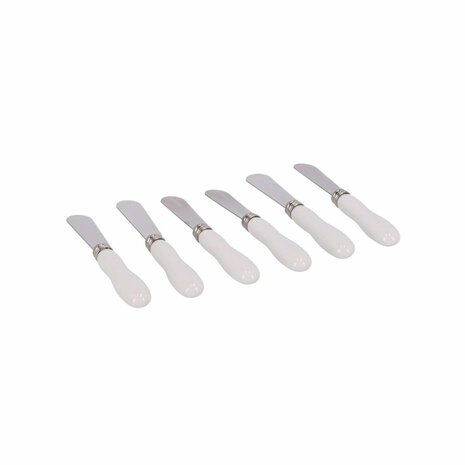CosyandTrendy Botermesjes 13.5 cm 6 Stuks RVS/Wit
