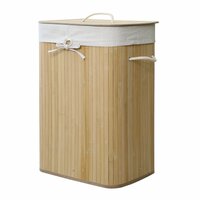 Homestyle Pro Rechthoekige Bamboe Wasmand 40x30x60 cm Naturel/Wit
